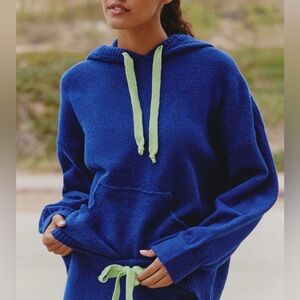 Navy Blue Hoodie with Lime Accents